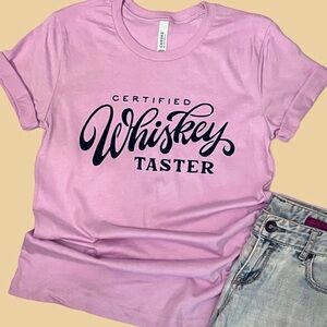 Lavender color ‘Certified Whiskey Taster’ graphic T-Shirt